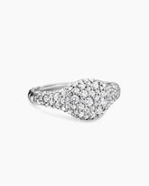 Petite Pavé Pinky Ring in 18K White Gold with Diamonds, 7mm